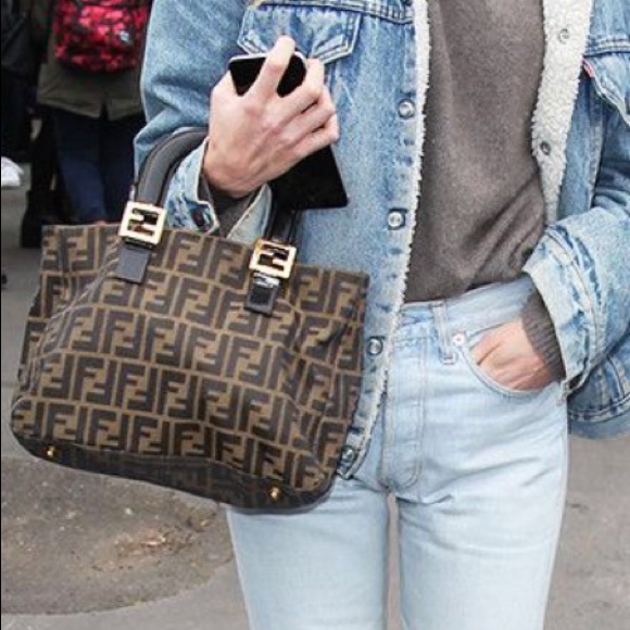 Elsa Hosk Carries a Fendi Logo Purse